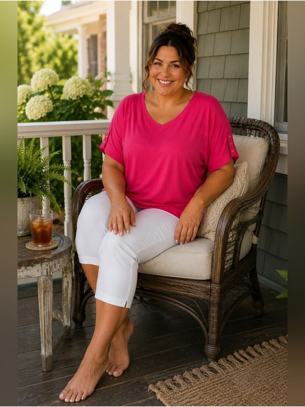 LOFT Hot Pink Dolman Sleeve Sweater Top NWT Women's 2X Button Sleeve - Picture 5 of 15